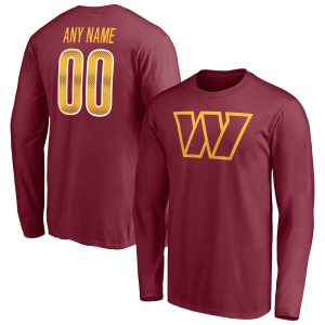Washington Commanders Mens Shirt Team Authentic Personalized Name & Number Long Sleeve T